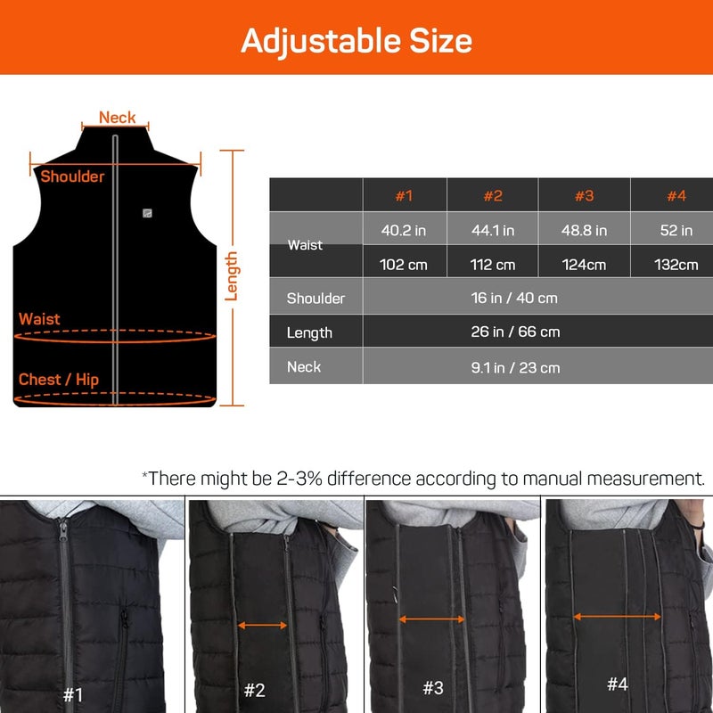 Dr. Prepare Heated Vest, Unisex Winter Hooded Heated Vests Outerwear for Men Women, Lightweight USB Electric Heated Clothing Vest with 3 Heating Levels, Adjustable Size (Battery Pack Not Included) - Image 5